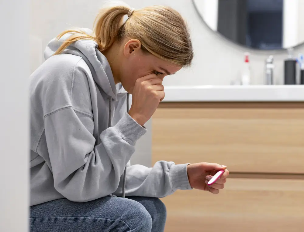 Woman processing emotions after an unexpected pregnancy
